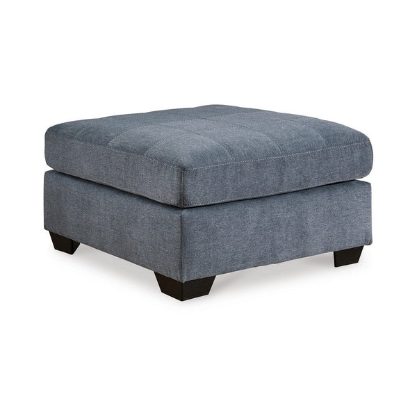 Marlow Oversize Ottoman, Stitch Details, Muted Blue Polyester 36 Inch -BM331797