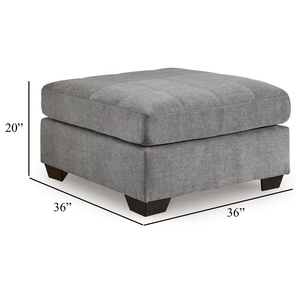 Marlow Oversize Ottoman, Stitch Details, Muted Gray Polyester 36 Inch -BM331798