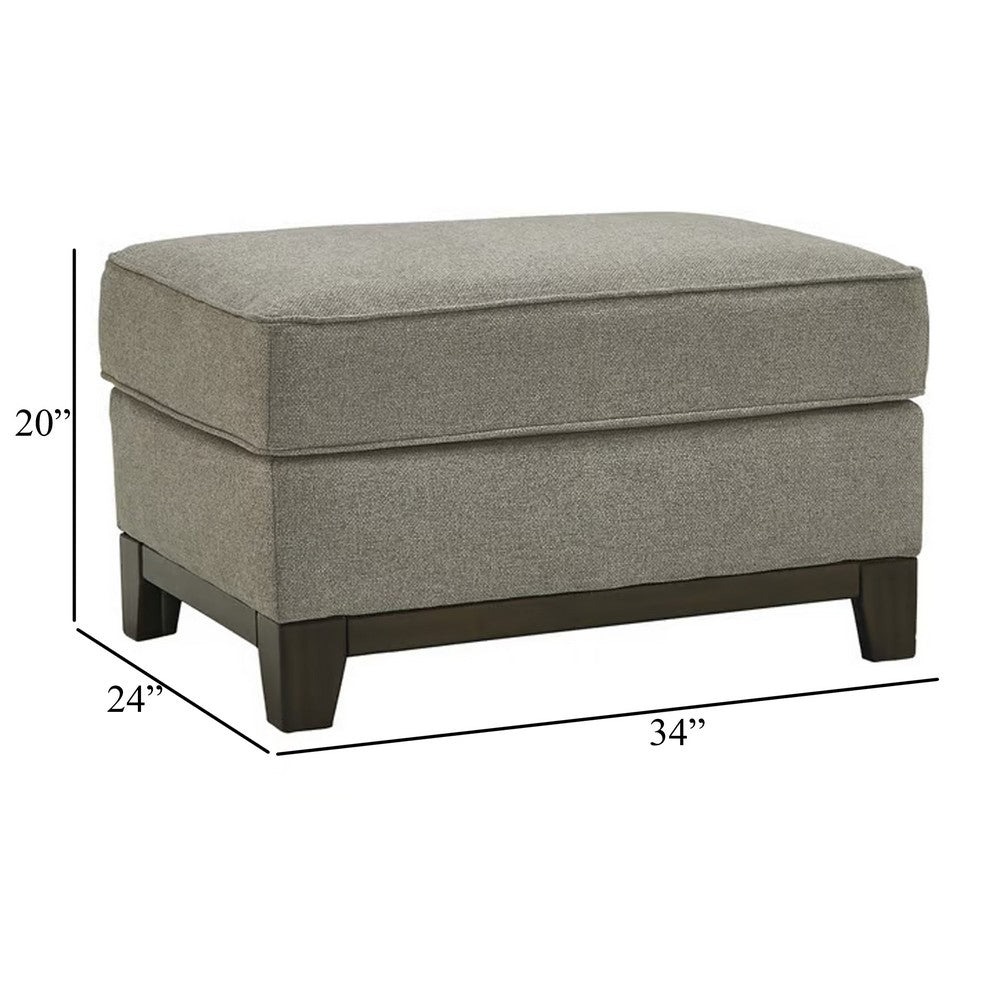 Kenny Accent Ottoman, Granite Gray Woven Texture Polyester 34 Inch -BM331804