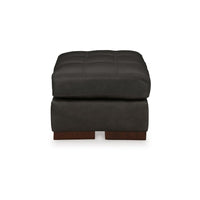 Lenie Ottoman, Tufted Details, Dark Gray Real and Faux Leather 34 Inch -BM331808