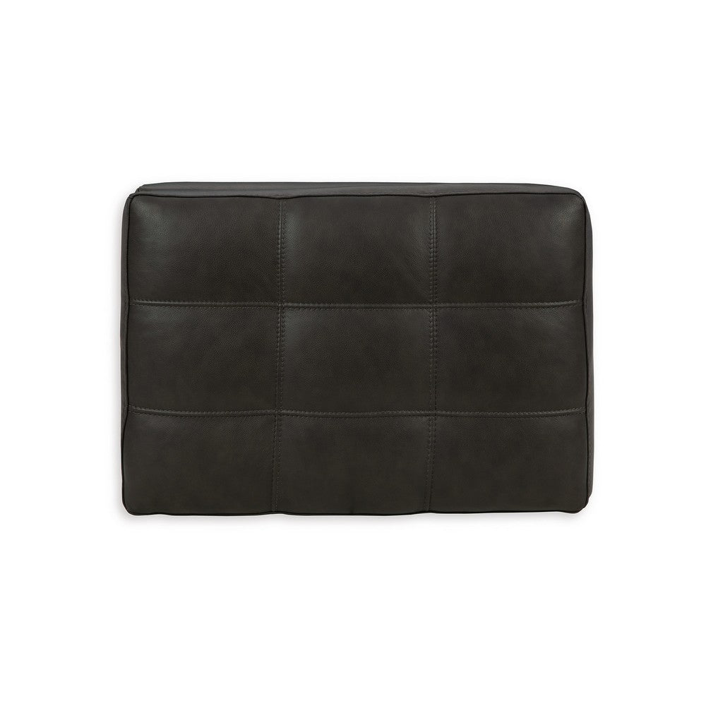 Lenie Ottoman, Tufted Details, Dark Gray Real and Faux Leather 34 Inch -BM331808