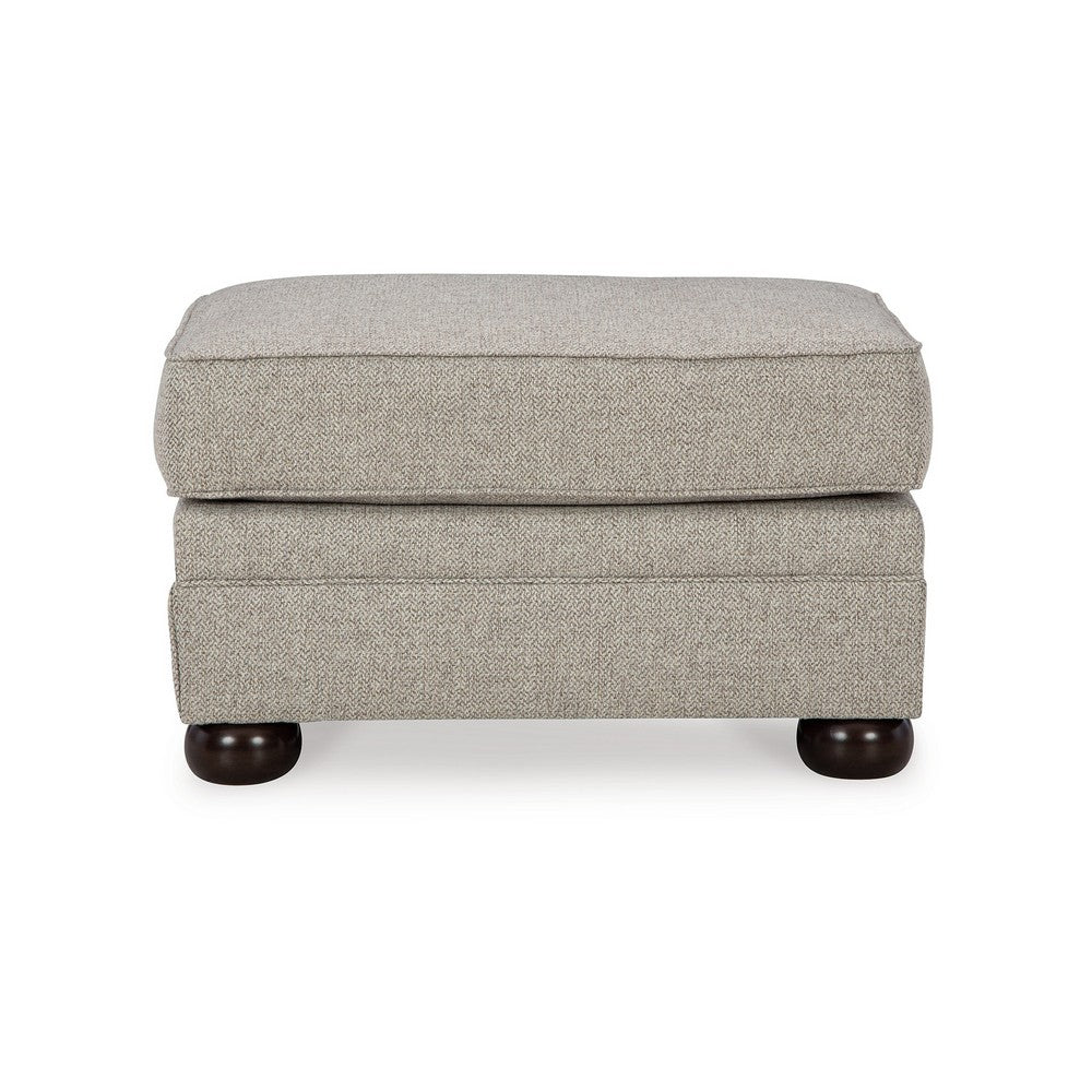 Gael Ottoman, Soft Cushioned Gray Beige Polyester, Dark Brown, 31 Inch -BM331823