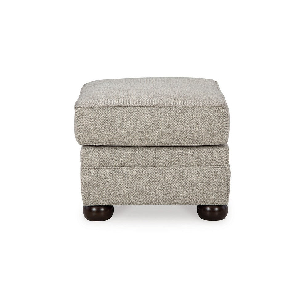 Gael Ottoman, Soft Cushioned Gray Beige Polyester, Dark Brown, 31 Inch -BM331823