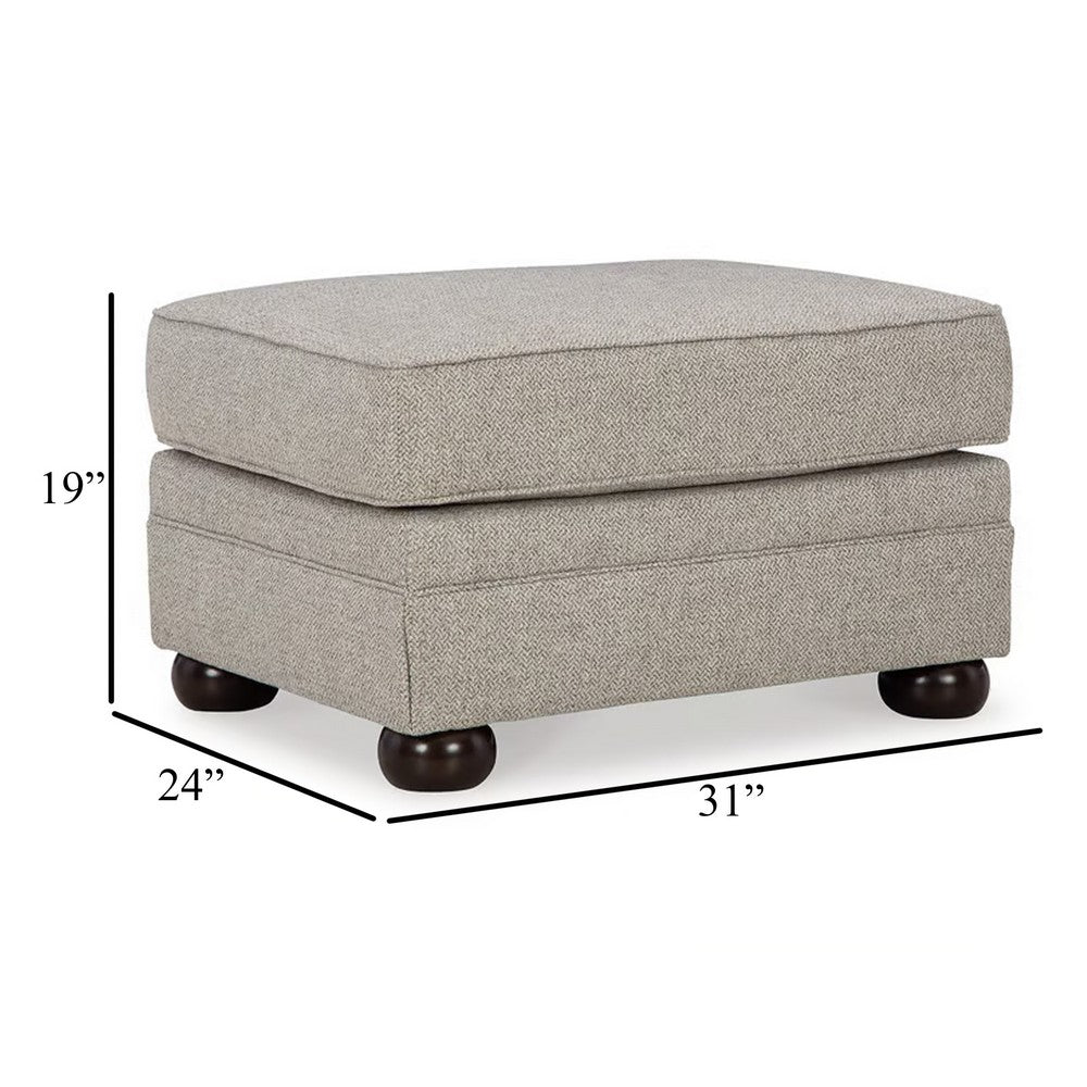 Gael Ottoman, Soft Cushioned Gray Beige Polyester, Dark Brown, 31 Inch -BM331823