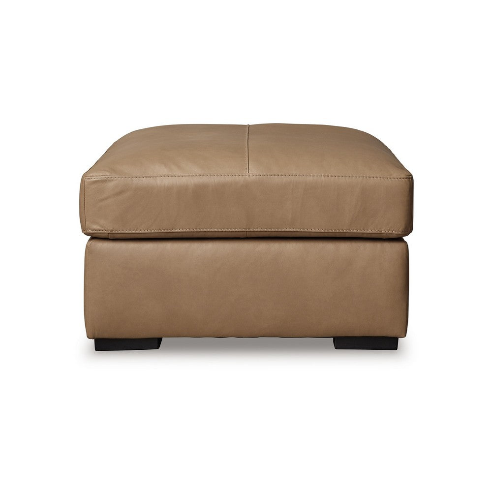 Bandy Oversized Ottoman, Toffee Brown Genuine Leather, 37 Inch Square -BM331829