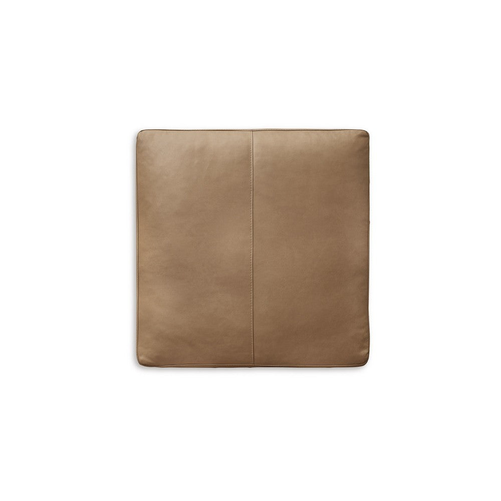 Bandy Oversized Ottoman, Toffee Brown Genuine Leather, 37 Inch Square -BM331829