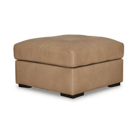Bandy Oversized Ottoman, Toffee Brown Genuine Leather, 37 Inch Square -BM331829