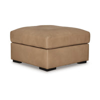 Bandy Oversized Ottoman, Toffee Brown Genuine Leather, 37 Inch Square -BM331829