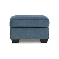 Caten Ottoman, Azure Blue Polyester, Black Low Profile Legs, 30 Inch -BM331834