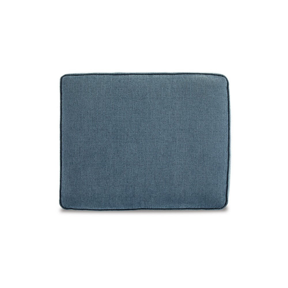 Caten Ottoman, Azure Blue Polyester, Black Low Profile Legs, 30 Inch -BM331834