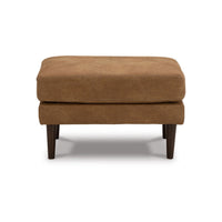 Tely Ottoman, Caramel Brown Faux Leather, Tapered Black Legs, 30 Inch -BM331836