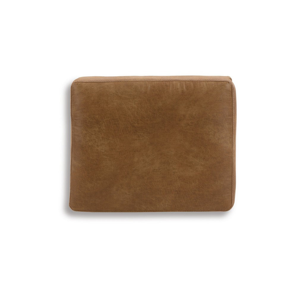 Tely Ottoman, Caramel Brown Faux Leather, Tapered Black Legs, 30 Inch -BM331836