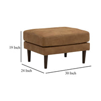 Tely Ottoman, Caramel Brown Faux Leather, Tapered Black Legs, 30 Inch -BM331836