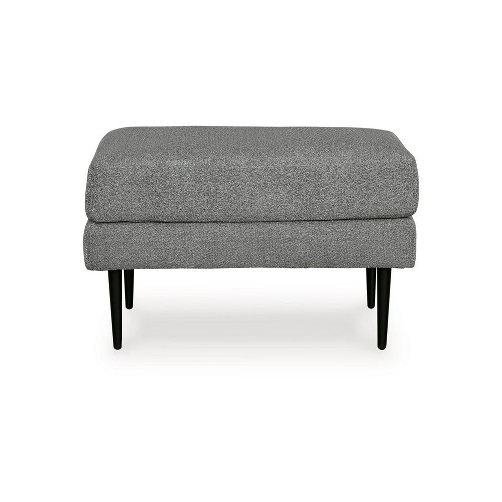 Haez Ottoman, Charcoal Gray Polyester, Tapered Black Legs, 30 Inch -BM331837