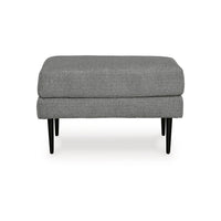 Haez Ottoman, Charcoal Gray Polyester, Tapered Black Legs, 30 Inch -BM331837