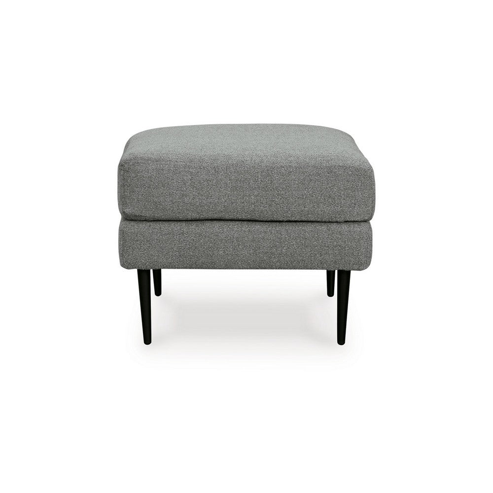Haez Ottoman, Charcoal Gray Polyester, Tapered Black Legs, 30 Inch -BM331837