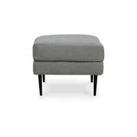 Haez Ottoman, Charcoal Gray Polyester, Tapered Black Legs, 30 Inch -BM331837