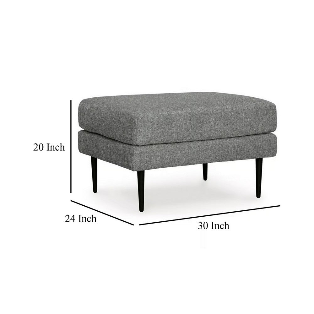 Haez Ottoman, Charcoal Gray Polyester, Tapered Black Legs, 30 Inch -BM331837