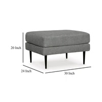 Haez Ottoman, Charcoal Gray Polyester, Tapered Black Legs, 30 Inch -BM331837