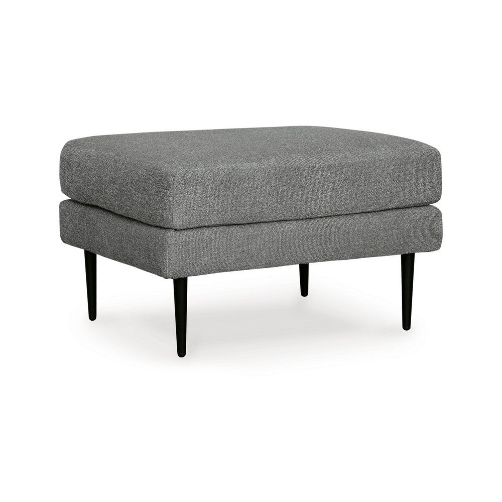 Haez Ottoman, Charcoal Gray Polyester, Tapered Black Legs, 30 Inch -BM331837