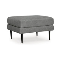Haez Ottoman, Charcoal Gray Polyester, Tapered Black Legs, 30 Inch -BM331837