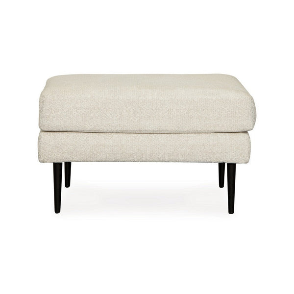 Haez Ottoman, Sandstone Ivory Polyester, Tapered Black Legs, 30 Inch -BM331838
