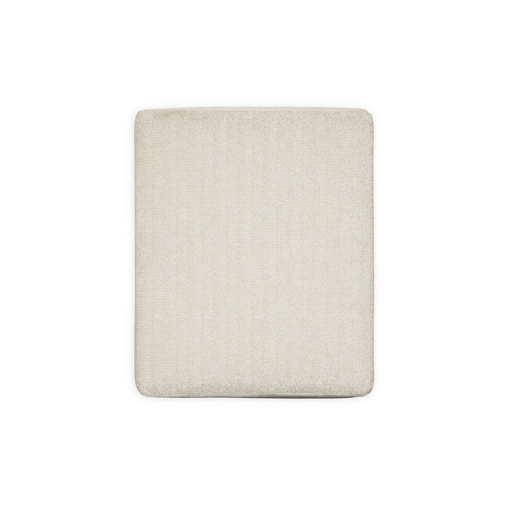 Haez Ottoman, Sandstone Ivory Polyester, Tapered Black Legs, 30 Inch -BM331838