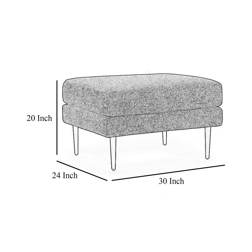 Haez Ottoman, Sandstone Ivory Polyester, Tapered Black Legs, 30 Inch -BM331838