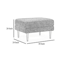 Haez Ottoman, Sandstone Ivory Polyester, Tapered Black Legs, 30 Inch -BM331838