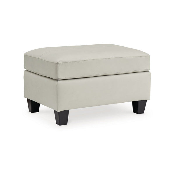 Geno Ottoman, Modern Coconut Beige Leather and Faux Leather, 33 Inch -BM331858