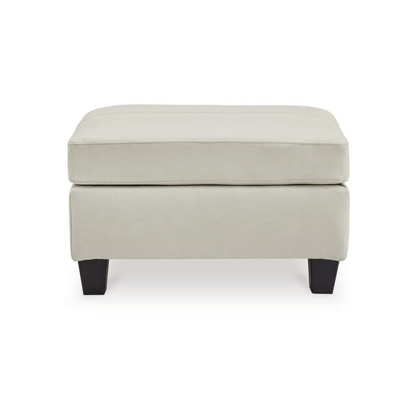Geno Ottoman, Modern Coconut Beige Leather and Faux Leather, 33 Inch -BM331858