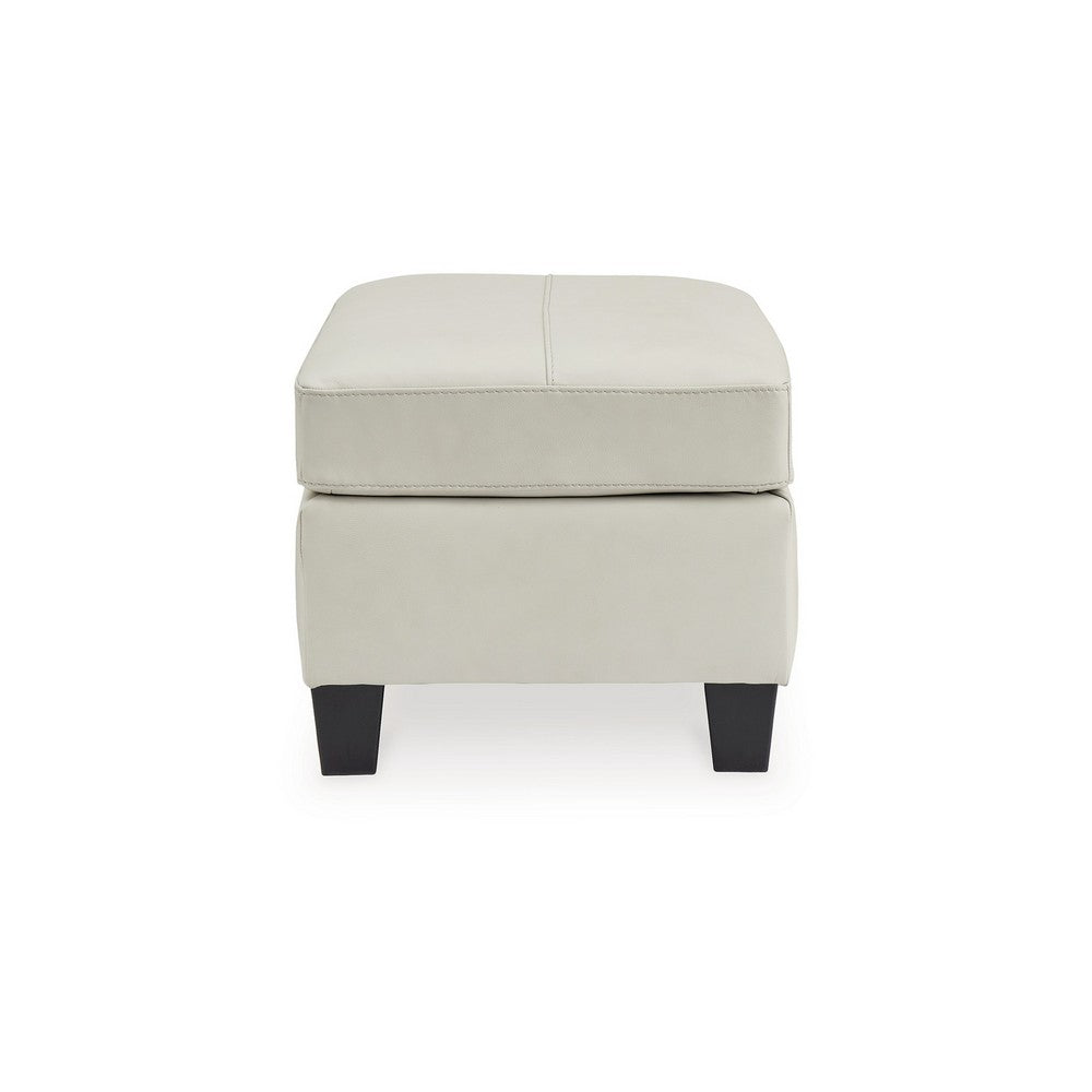 Geno Ottoman, Modern Coconut Beige Leather and Faux Leather, 33 Inch -BM331858