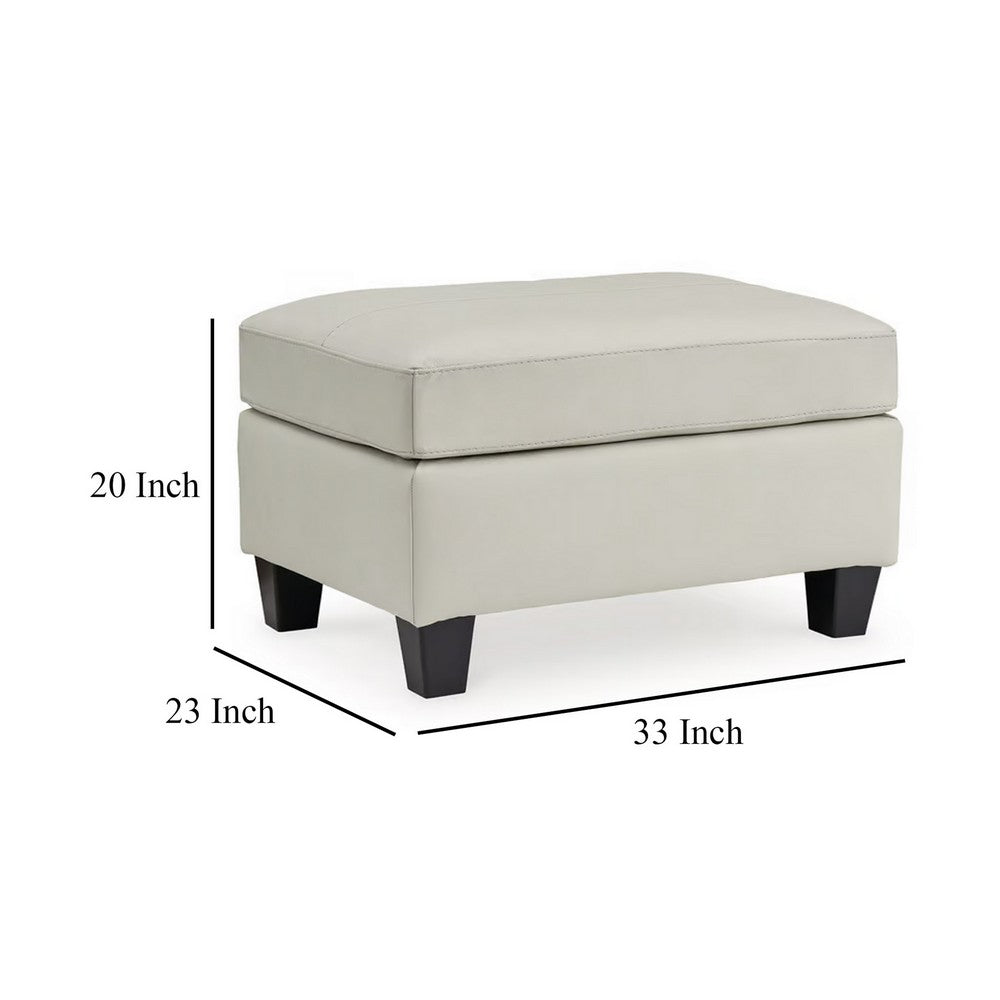 Geno Ottoman, Modern Coconut Beige Leather and Faux Leather, 33 Inch -BM331858