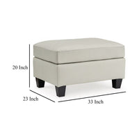 Geno Ottoman, Modern Coconut Beige Leather and Faux Leather, 33 Inch -BM331858