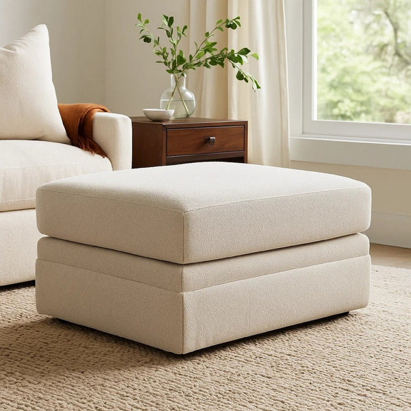 Maite Ottoman, Modern Chalk Gray Polyester, Soft Cushions, 34 Inch -BM331861