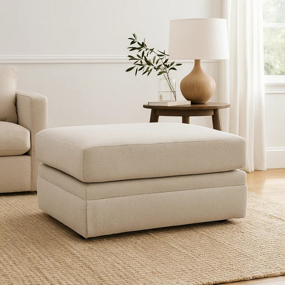 Maite Ottoman, Modern Chalk Gray Polyester, Soft Cushions, 34 Inch -BM331861