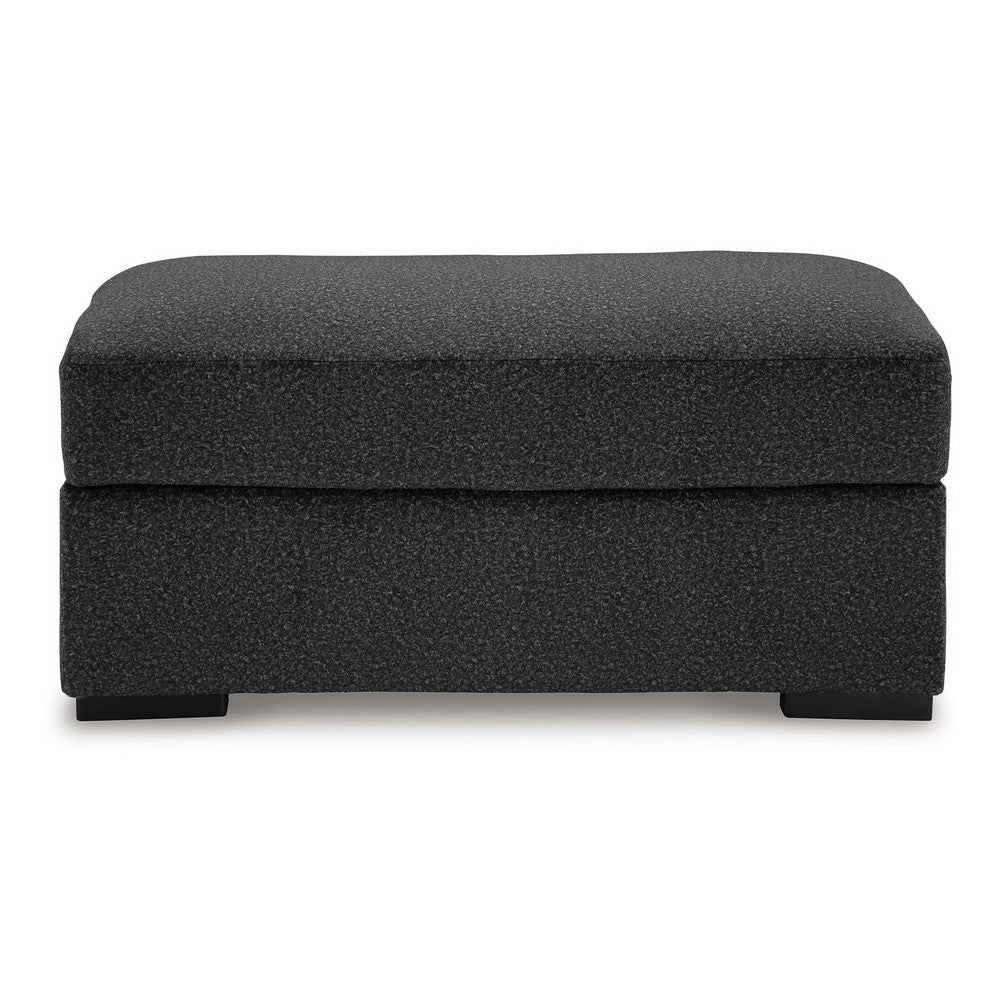 Wryen Accent Ottoman, Modern Plush Onyx Black Polyester, 44 Inch -BM331865