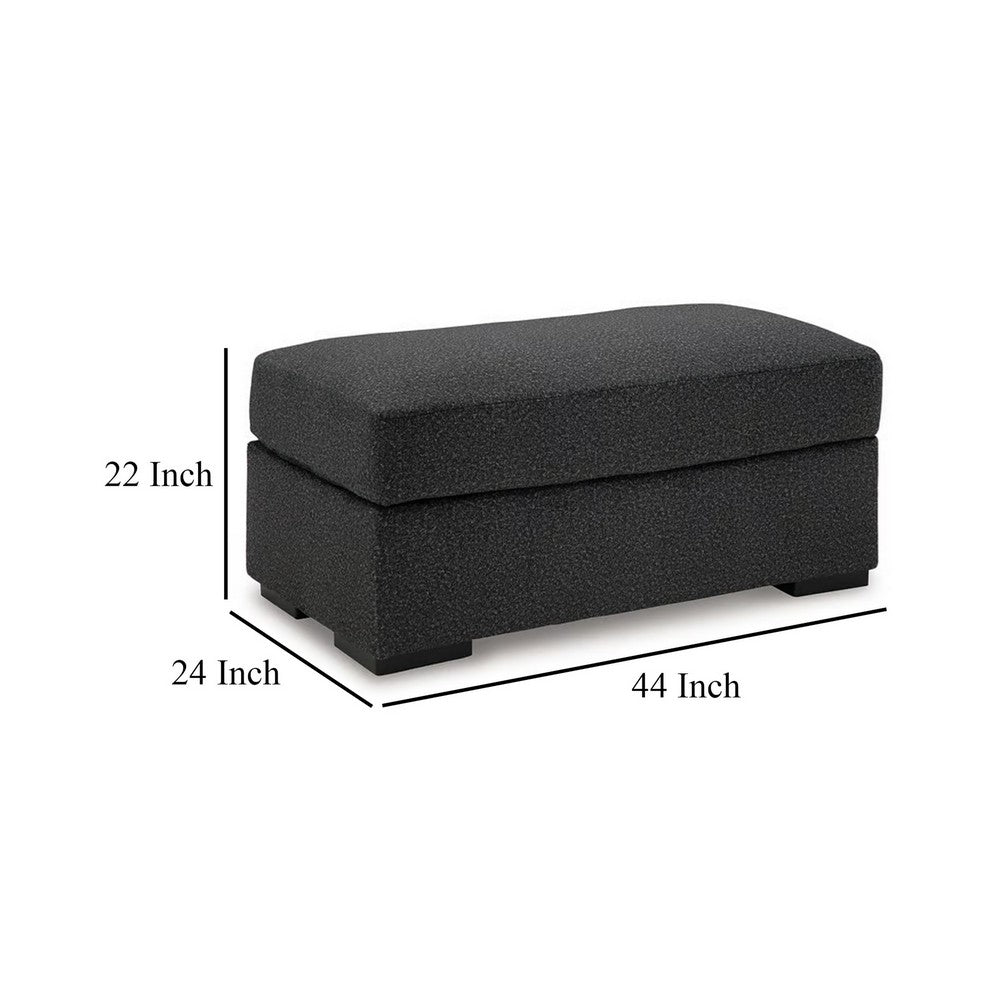 Wryen Accent Ottoman, Modern Plush Onyx Black Polyester, 44 Inch -BM331865