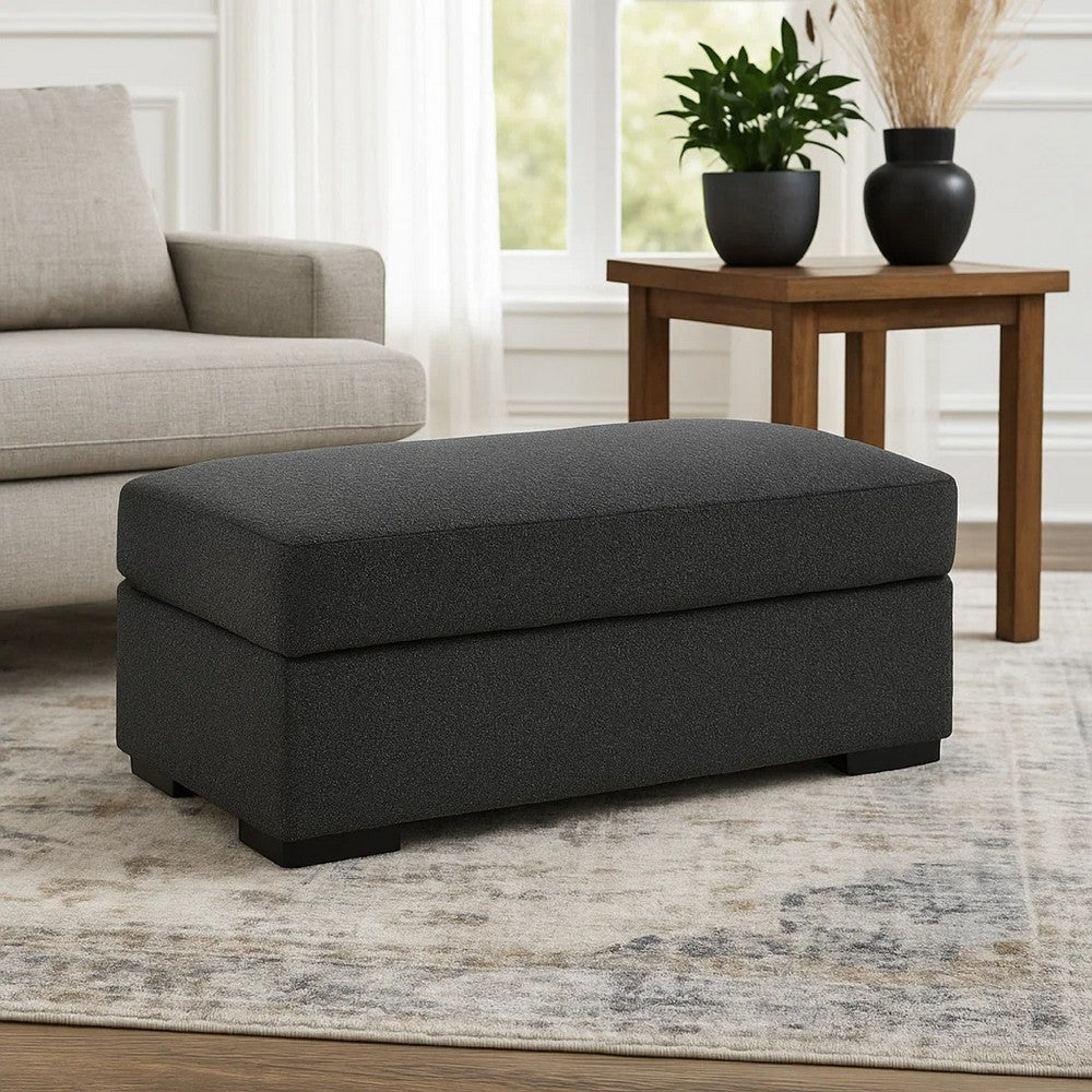 Wryen Accent Ottoman, Modern Plush Onyx Black Polyester, 44 Inch -BM331865