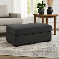Wryen Accent Ottoman, Modern Plush Onyx Black Polyester, 44 Inch -BM331865