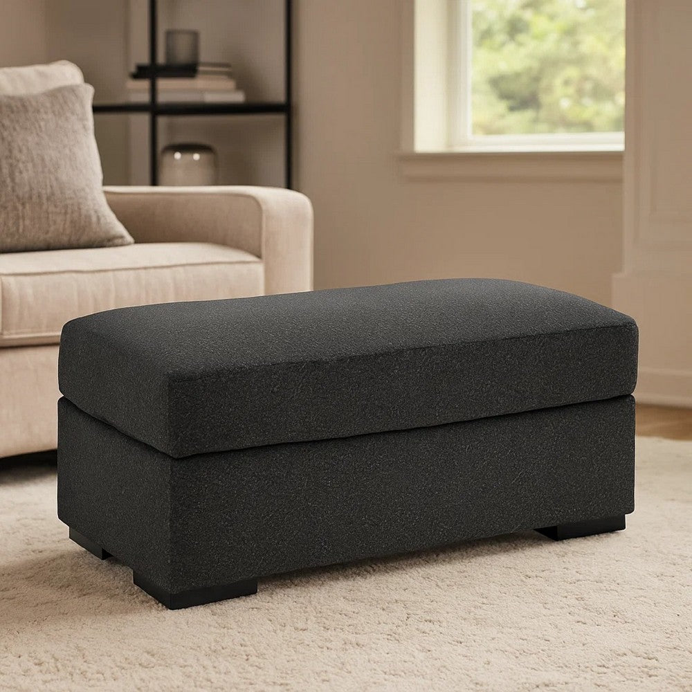 Wryen Accent Ottoman, Modern Plush Onyx Black Polyester, 44 Inch -BM331865