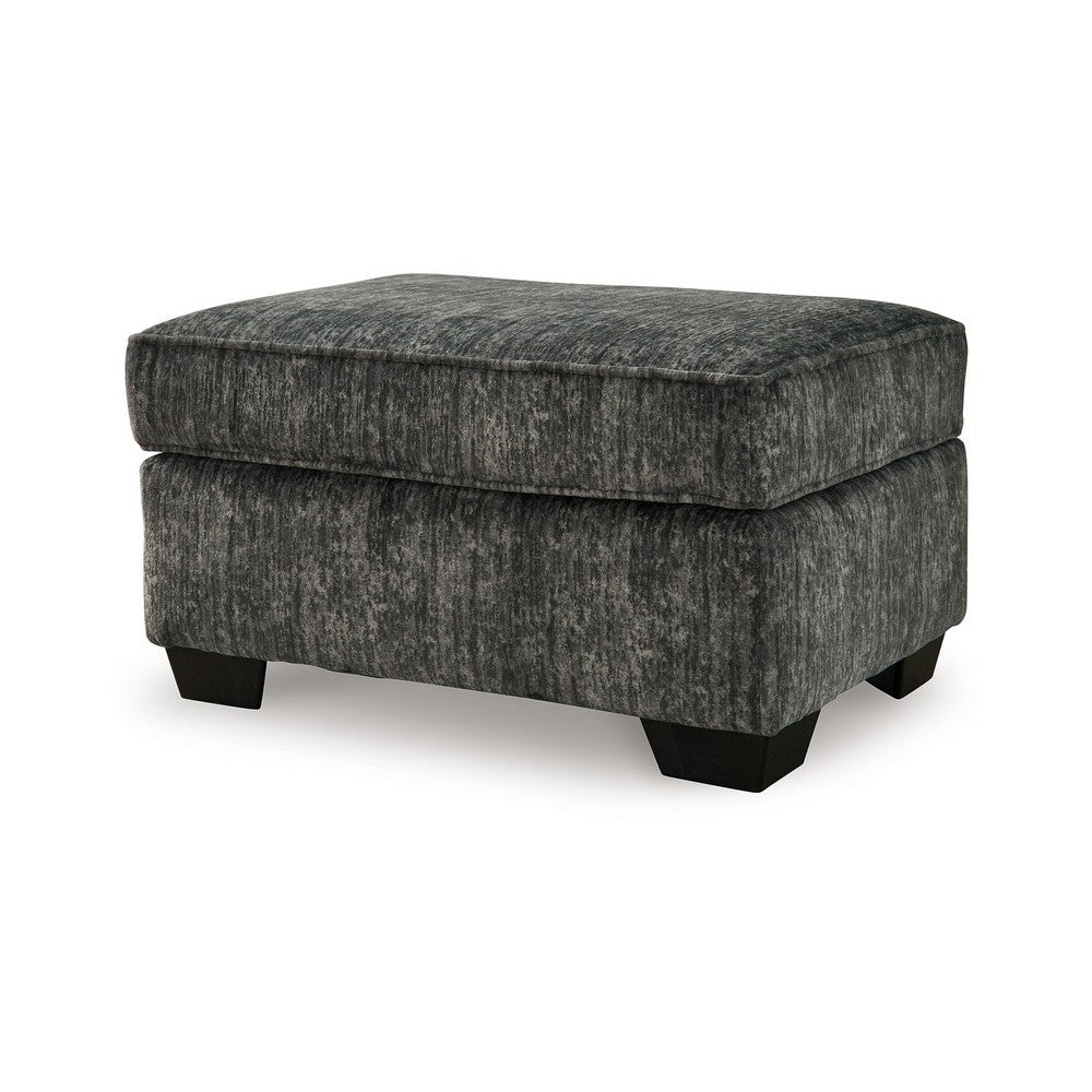Layla Accent Ottoman, Contemporary Dark Gray Polyester, Black, 35 Inch -BM331871