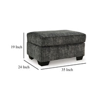 Layla Accent Ottoman, Contemporary Dark Gray Polyester, Black, 35 Inch -BM331871