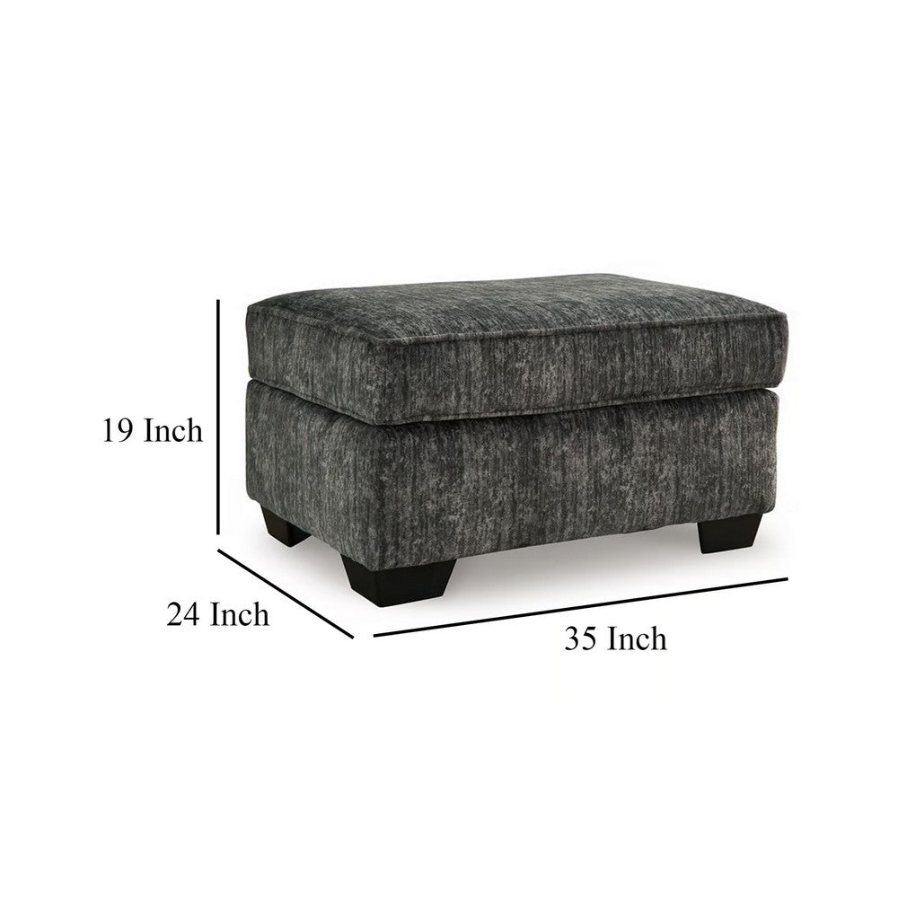 Layla Accent Ottoman, Contemporary Dark Gray Polyester, Black, 35 Inch -BM331871