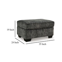 Layla Accent Ottoman, Contemporary Dark Gray Polyester, Black, 35 Inch -BM331871