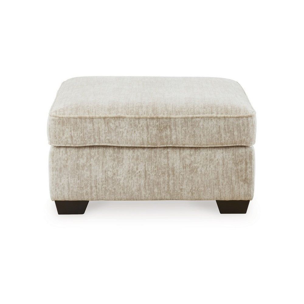 Layla Oversized Accent Ottoman, Parchment Polyester, 37 Inch Square -BM331875