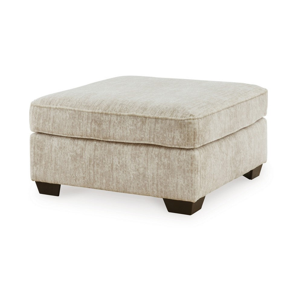 Layla Oversized Accent Ottoman, Parchment Polyester, 37 Inch Square -BM331875