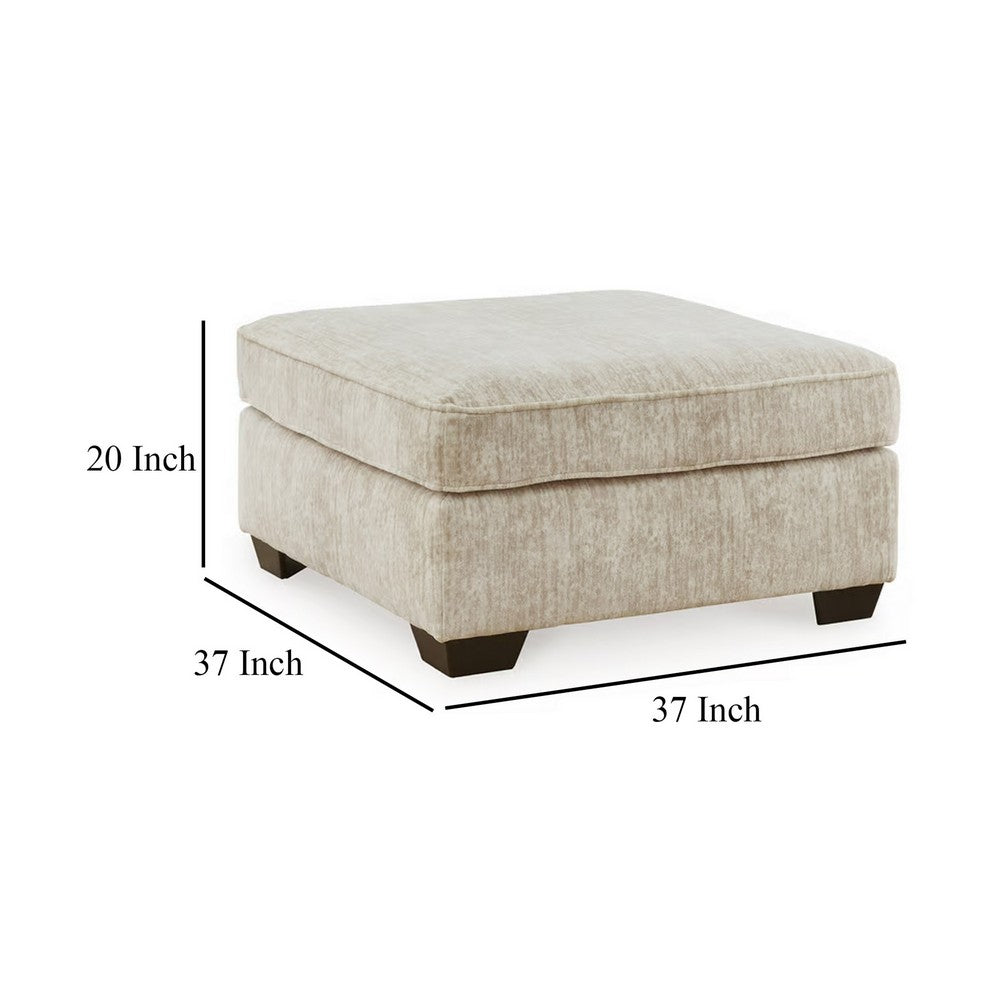 Layla Oversized Accent Ottoman, Parchment Polyester, 37 Inch Square -BM331875