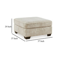 Layla Oversized Accent Ottoman, Parchment Polyester, 37 Inch Square -BM331875