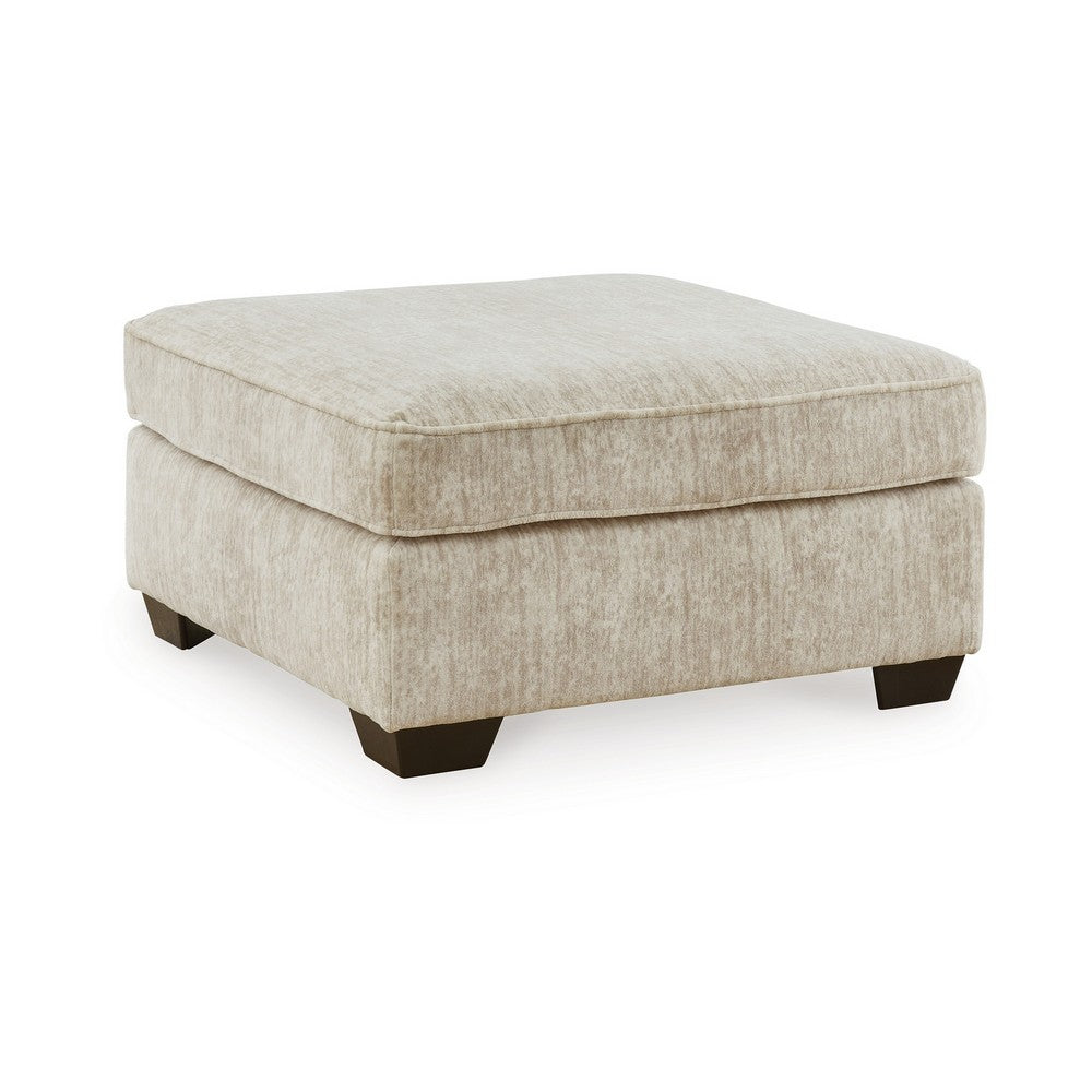 Layla Oversized Accent Ottoman, Parchment Polyester, 37 Inch Square -BM331875